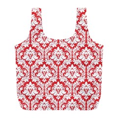 Poppy Red Damask Pattern Full Print Recycle Bag (L) from ArtsNow.com Front