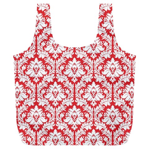 Poppy Red Damask Pattern Full Print Recycle Bag (XL) from ArtsNow.com Front