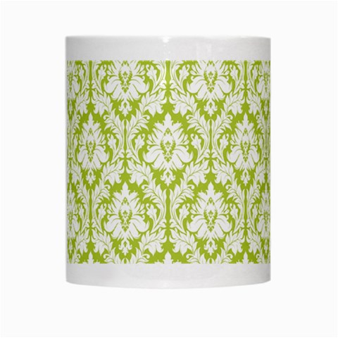 White On Spring Green Damask White Coffee Mug from ArtsNow.com Center