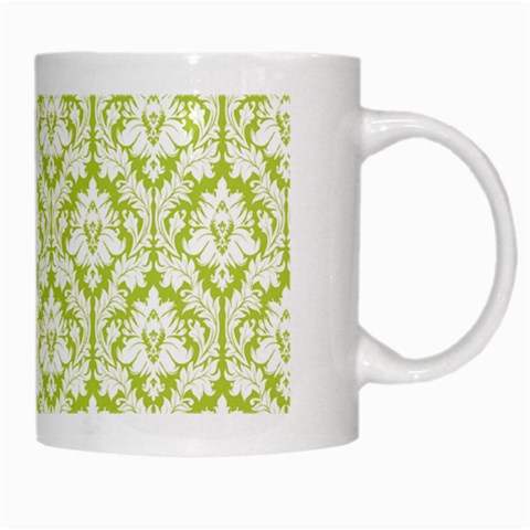 White On Spring Green Damask White Coffee Mug from ArtsNow.com Right