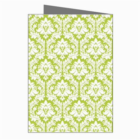 White On Spring Green Damask Greeting Card from ArtsNow.com Right