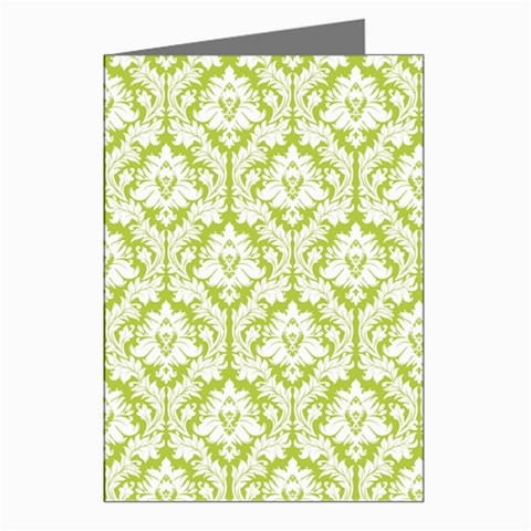 White On Spring Green Damask Greeting Card (8 Pack) from ArtsNow.com Left