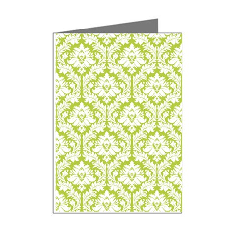 White On Spring Green Damask Mini Greeting Card (8 Pack) from ArtsNow.com Right