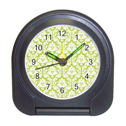 White On Spring Green Damask Desk Alarm Clock from ArtsNow.com Front