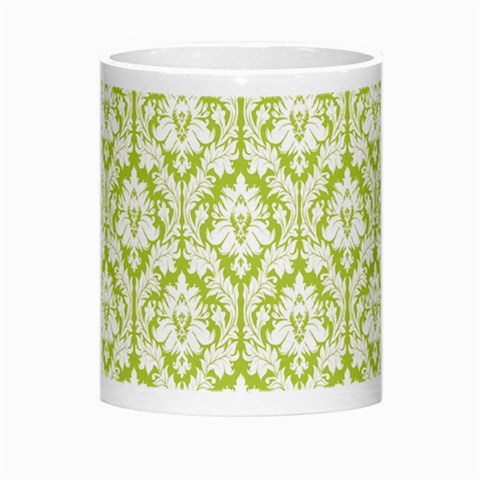 White On Spring Green Damask Morph Mug from ArtsNow.com Center