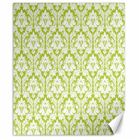 White On Spring Green Damask Canvas 8  x 10  (Unframed) from ArtsNow.com 8.15 x9.66  Canvas - 1