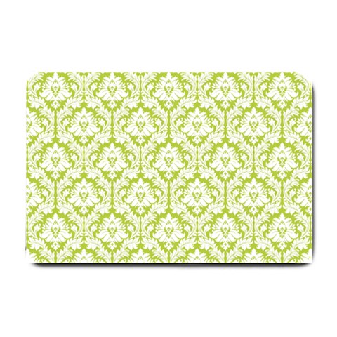 White On Spring Green Damask Small Door Mat from ArtsNow.com 24 x16  Door Mat