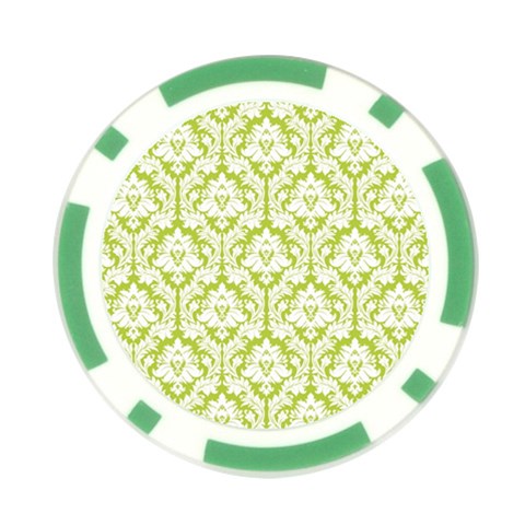 White On Spring Green Damask Poker Chip from ArtsNow.com Front