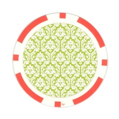 White On Spring Green Damask Poker Chip from ArtsNow.com Front