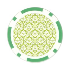 White On Spring Green Damask Poker Chip from ArtsNow.com Front