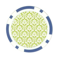 White On Spring Green Damask Poker Chip from ArtsNow.com Front