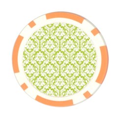 White On Spring Green Damask Poker Chip from ArtsNow.com Front