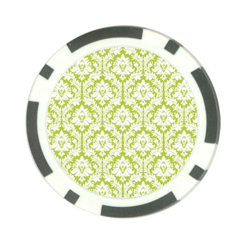 White On Spring Green Damask Poker Chip from ArtsNow.com Back