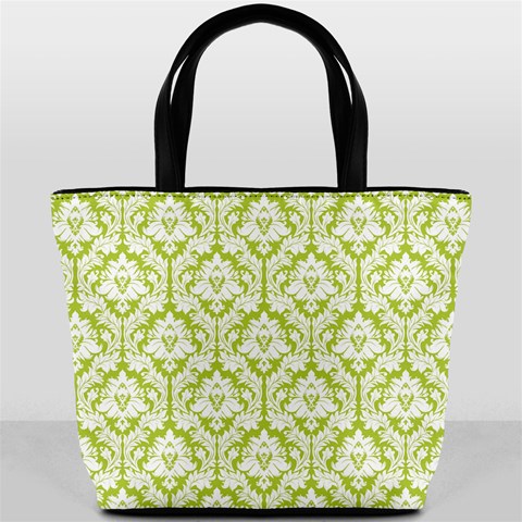 Spring Green Damask Pattern Bucket Bag from ArtsNow.com Back