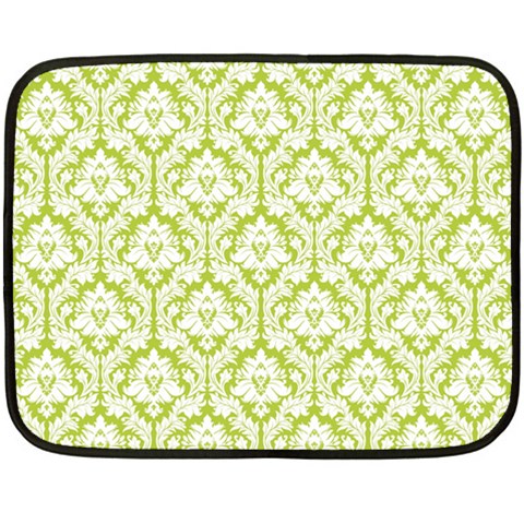 White On Spring Green Damask Mini Fleece Blanket (Two Sided) from ArtsNow.com 35 x27  Blanket Back