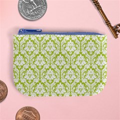 Spring Green Damask Pattern Mini Coin Purse from ArtsNow.com Front