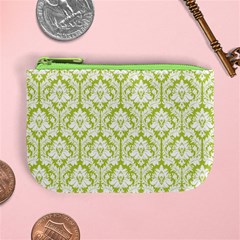 Spring Green Damask Pattern Mini Coin Purse from ArtsNow.com Front