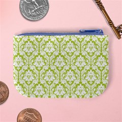 Spring Green Damask Pattern Mini Coin Purse from ArtsNow.com Back