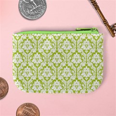 Spring Green Damask Pattern Mini Coin Purse from ArtsNow.com Back