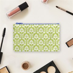 Spring Green Damask Pattern Cosmetic Bag (Small) from ArtsNow.com Front