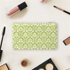 Spring Green Damask Pattern Cosmetic Bag (Small) from ArtsNow.com Back