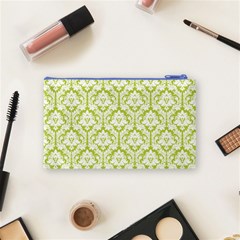 Spring Green Damask Pattern Cosmetic Bag (Small) from ArtsNow.com Back