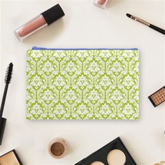 Spring Green Damask Pattern Cosmetic Bag (Medium) from ArtsNow.com Front