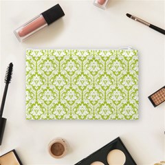 Spring Green Damask Pattern Cosmetic Bag (Medium) from ArtsNow.com Back