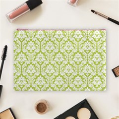 Spring Green Damask Pattern Cosmetic Bag (Large) from ArtsNow.com Front