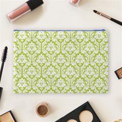 Spring Green Damask Pattern Cosmetic Bag (Large) from ArtsNow.com Back