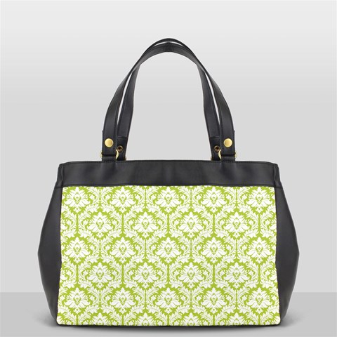 Spring Green Damask Pattern Oversize Office Handbag (2 Sides) from ArtsNow.com Back