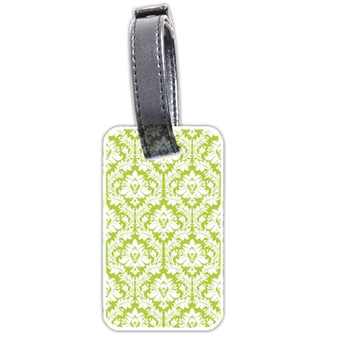 White On Spring Green Damask Luggage Tag (Two Sides) from ArtsNow.com Front