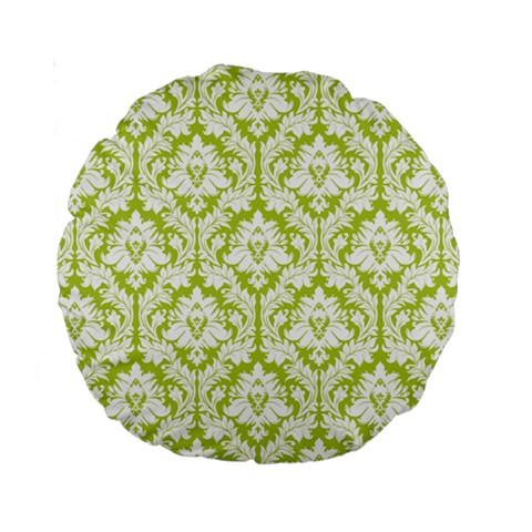 Spring Green Damask Pattern Standard 15  Premium Round Cushion  from ArtsNow.com Back