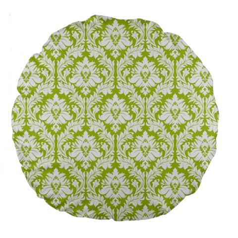 Spring Green Damask Pattern Large 18  Premium Round Cushion  from ArtsNow.com Front