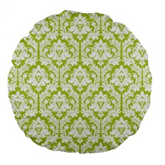 Spring Green Damask Pattern Large 18  Premium Round Cushion  from ArtsNow.com Front