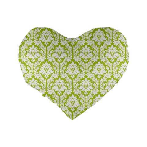 Spring Green Damask Pattern Standard 16  Premium Heart Shape Cushion  from ArtsNow.com Back