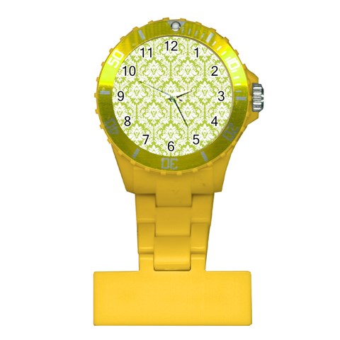 White On Spring Green Damask Nurses Watch from ArtsNow.com Front