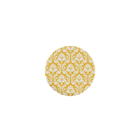 White On Sunny Yellow Damask 1  Mini Button from ArtsNow.com Front