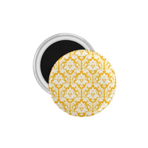 White On Sunny Yellow Damask 1.75  Button Magnet from ArtsNow.com Front