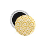 White On Sunny Yellow Damask 1.75  Button Magnet