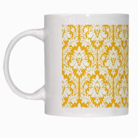 White On Sunny Yellow Damask White Coffee Mug from ArtsNow.com Left