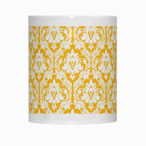 White On Sunny Yellow Damask White Coffee Mug from ArtsNow.com Center