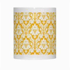 White On Sunny Yellow Damask White Coffee Mug from ArtsNow.com Center