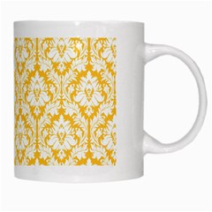 White On Sunny Yellow Damask White Coffee Mug from ArtsNow.com Right