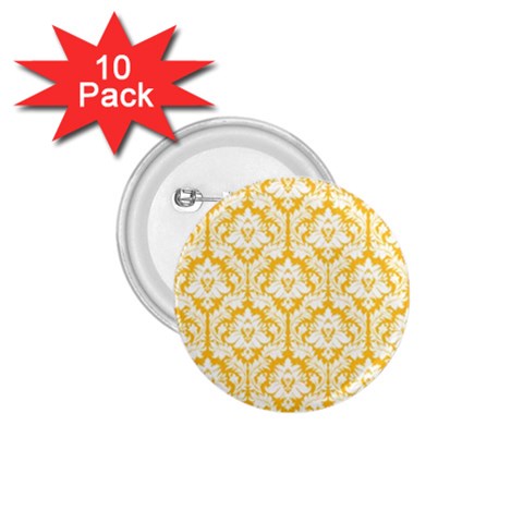 White On Sunny Yellow Damask 1.75  Button (10 pack) from ArtsNow.com Front