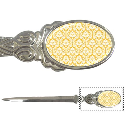 White On Sunny Yellow Damask Letter Opener from ArtsNow.com Front