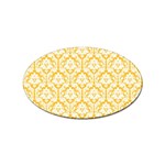 White On Sunny Yellow Damask Sticker (Oval)