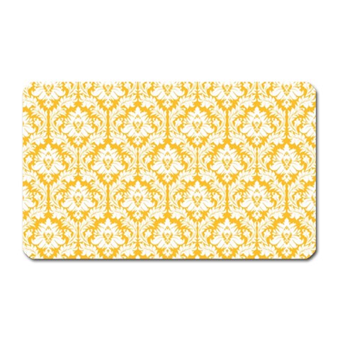 White On Sunny Yellow Damask Magnet (Rectangular) from ArtsNow.com Front