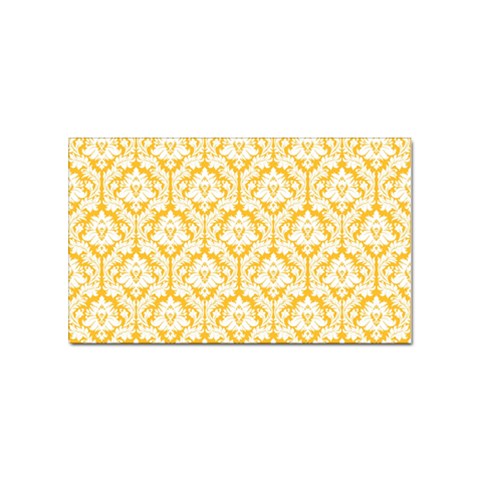 White On Sunny Yellow Damask Sticker 100 Pack (Rectangle) from ArtsNow.com Front