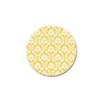 White On Sunny Yellow Damask Golf Ball Marker